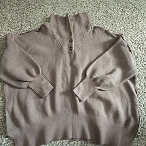 Women's Taupe Sweater with Button Detail